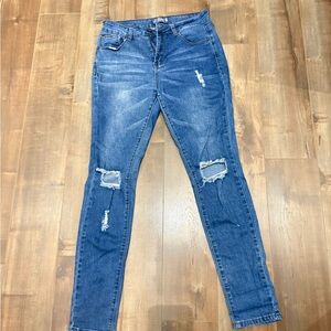 Ci Sono Blue Skinny Jeans with Distressed Details
